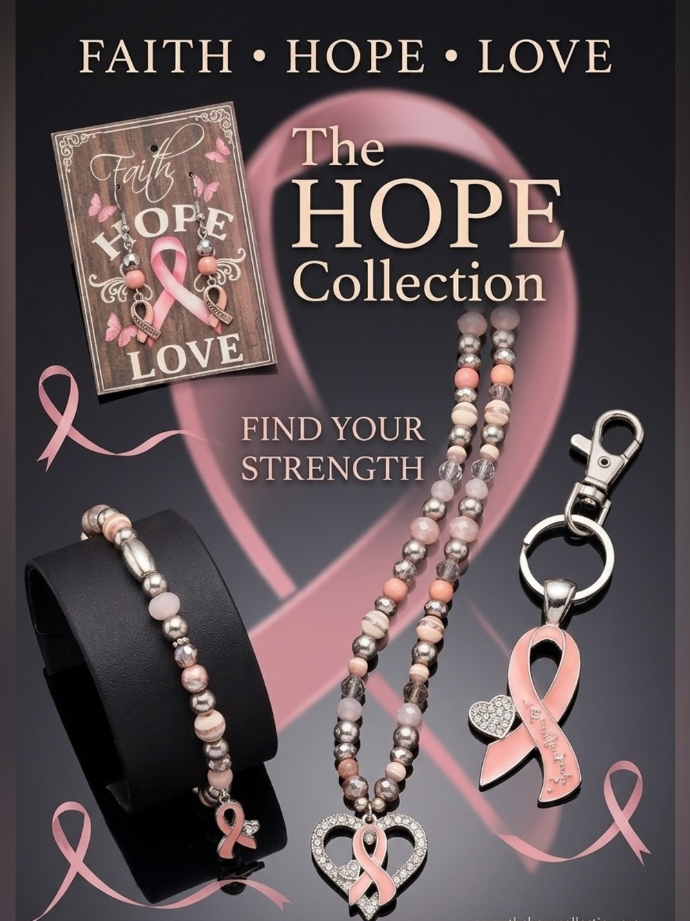 Pink Ribbon Jewelry Set